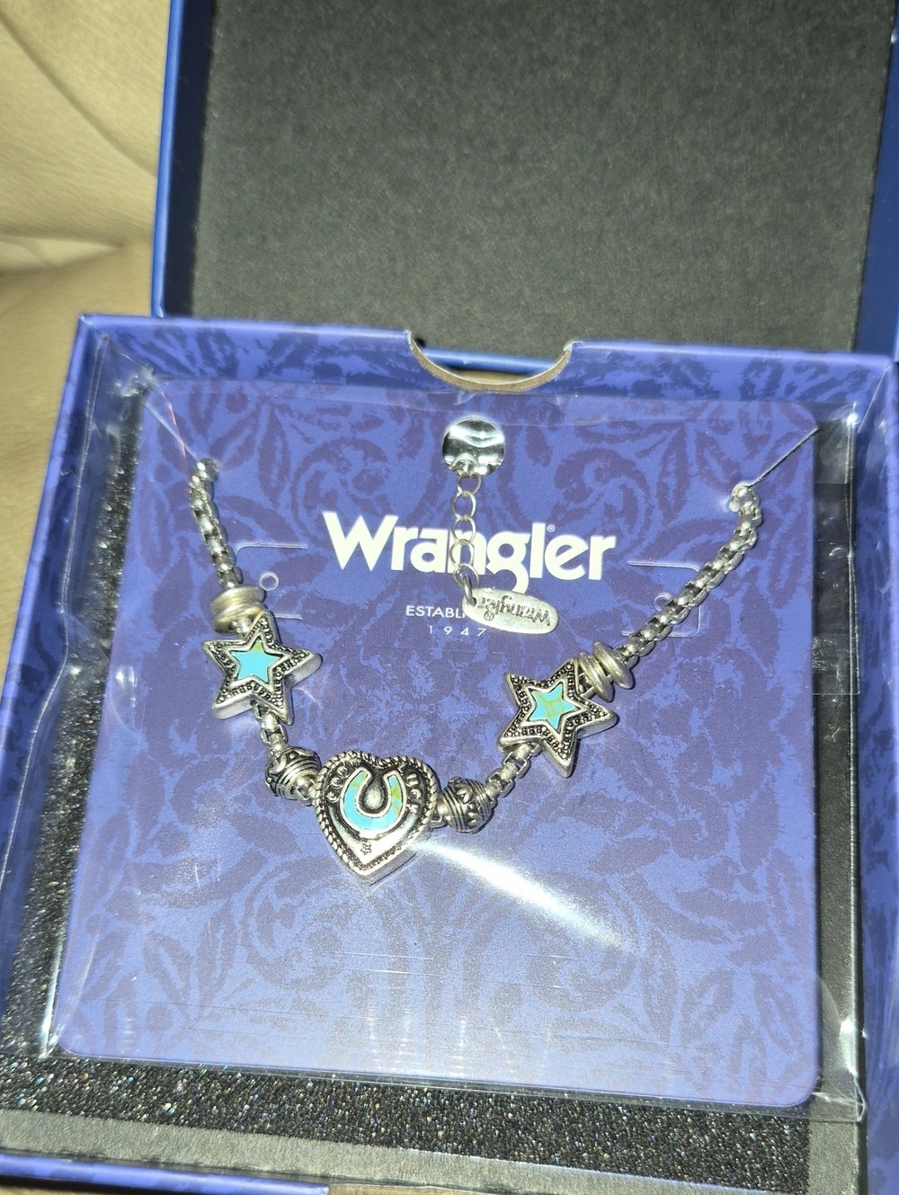 Wrangler Silver-Tone Turquoise Star & Heart Necklace - Women Jewelry